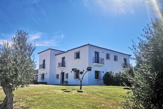 Country house with 5 bedrooms, Gardens, Pool & Olive Grove. New construction, air con, central heating, own well water, elec & internet connected. Panoramic views. 5 min from Ronda.